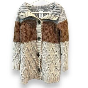 Max Studio Baby | Tan Color-block Textured Sweater Long Duster | Size 3T Girls